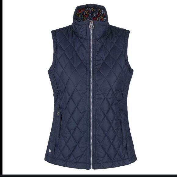Regatta Charna Quilted Vest Womens Size S Navy Floral Insulated Bodywarmer Gorp - Picture 16 of 16